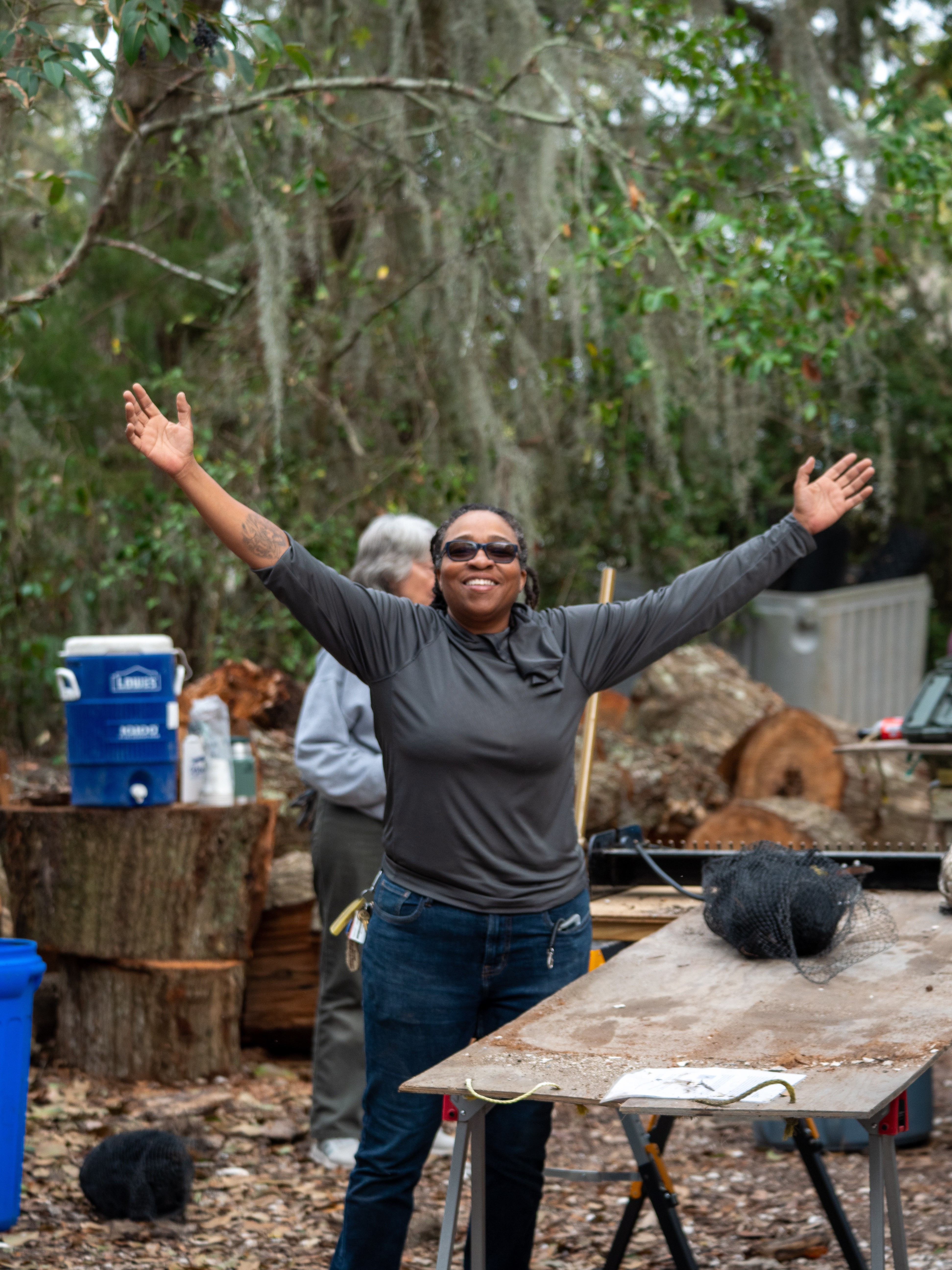 Tia Clark enjoying a volunteer event with SCDNR